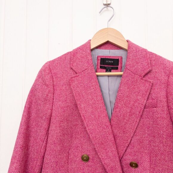 J. Crew Bristol Blazer in Pink English Wool Herringbone Size 4 - Picture 3 of 12